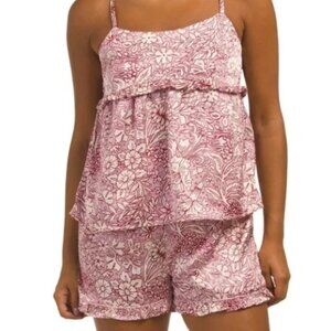 Rachel Ashwel Pajamas Set Size Medium Satin Shorts & Top Floral